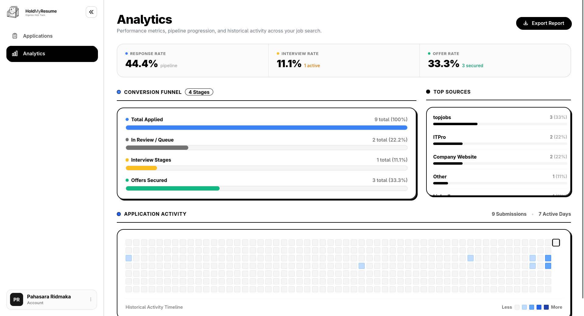 HOLDMYRESUME - Job Application Tracker